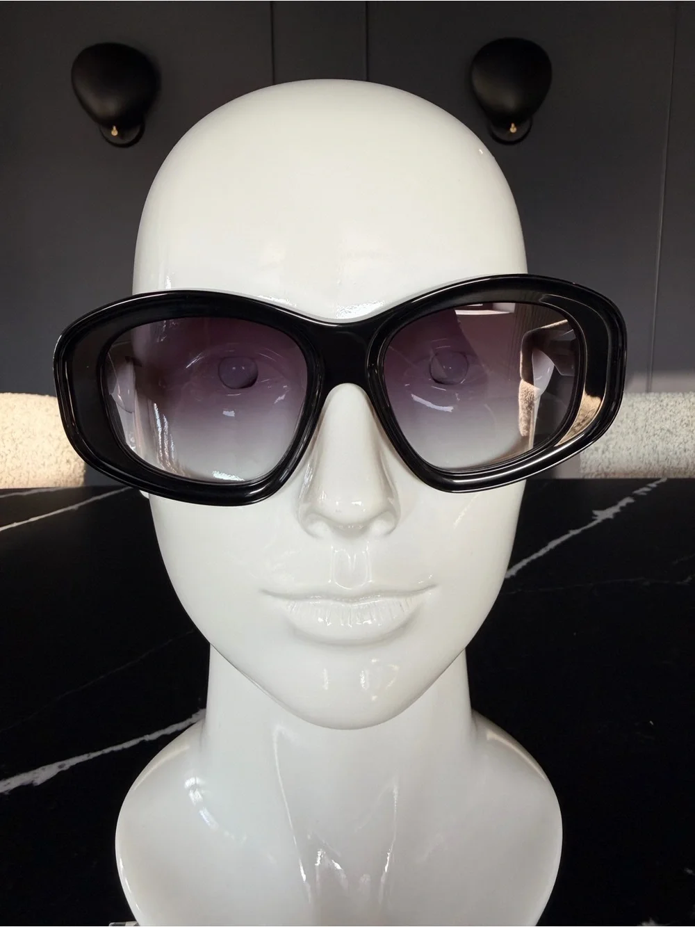 Loewe Black Oversized Sunglasses with Gradient Purple Lenses